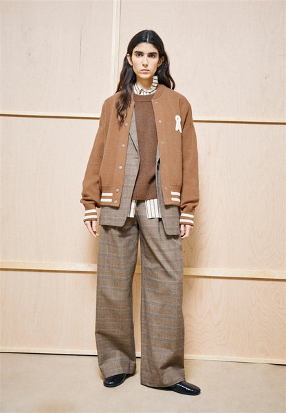 Check Wide Pleated Pant