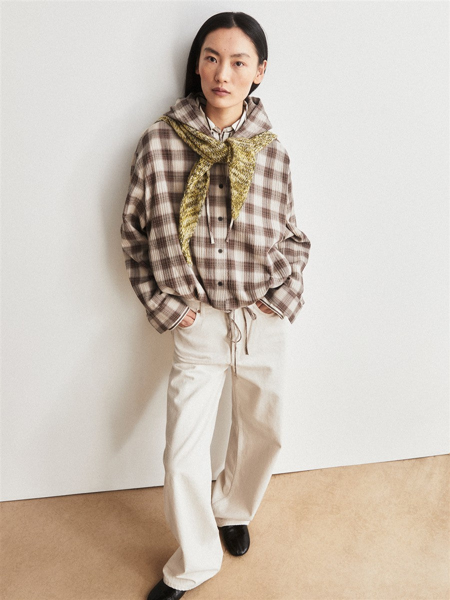 Check Hooded Blouse