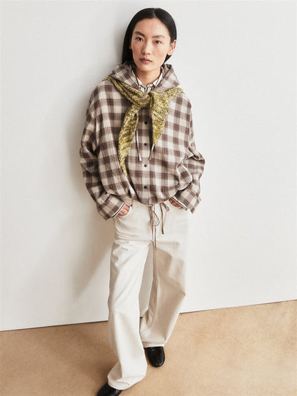 Check Hooded Blouse