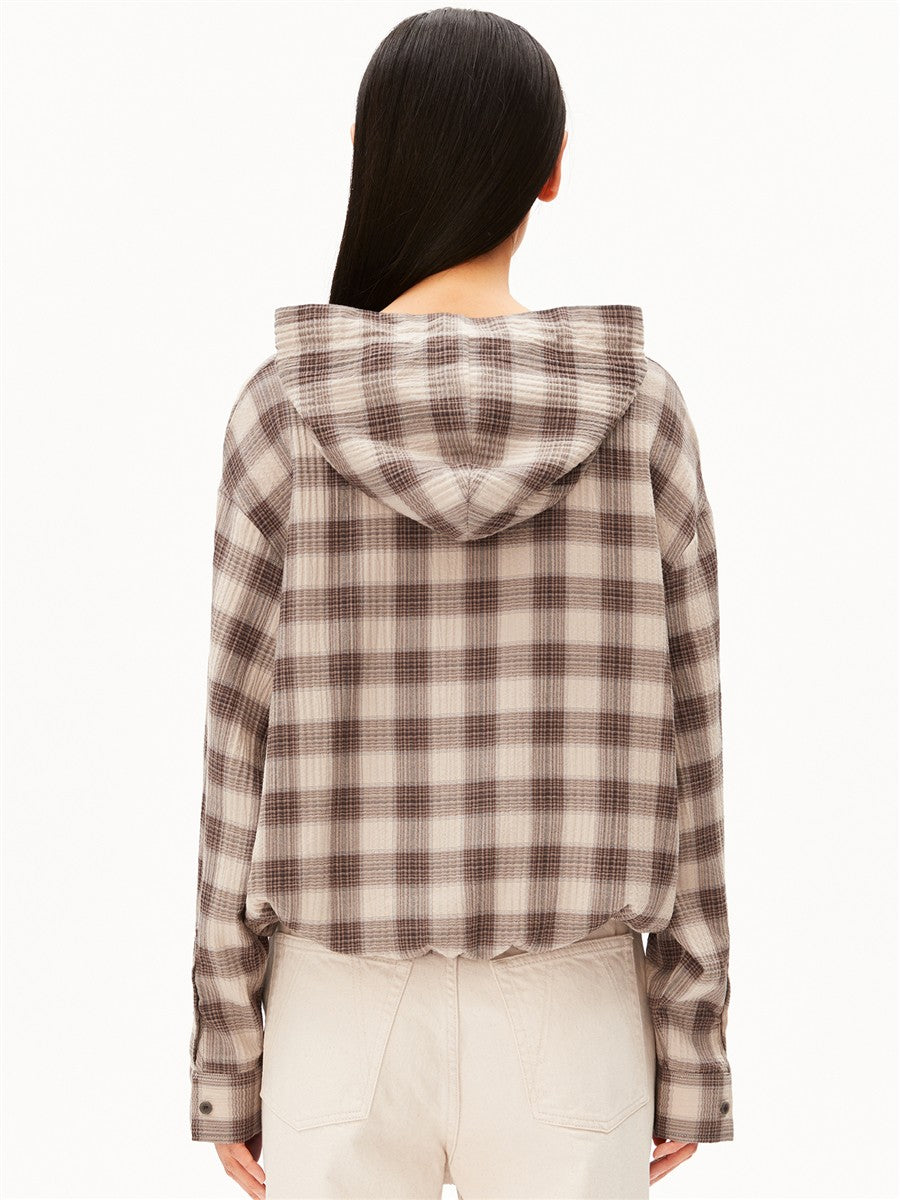 Check Hooded Blouse