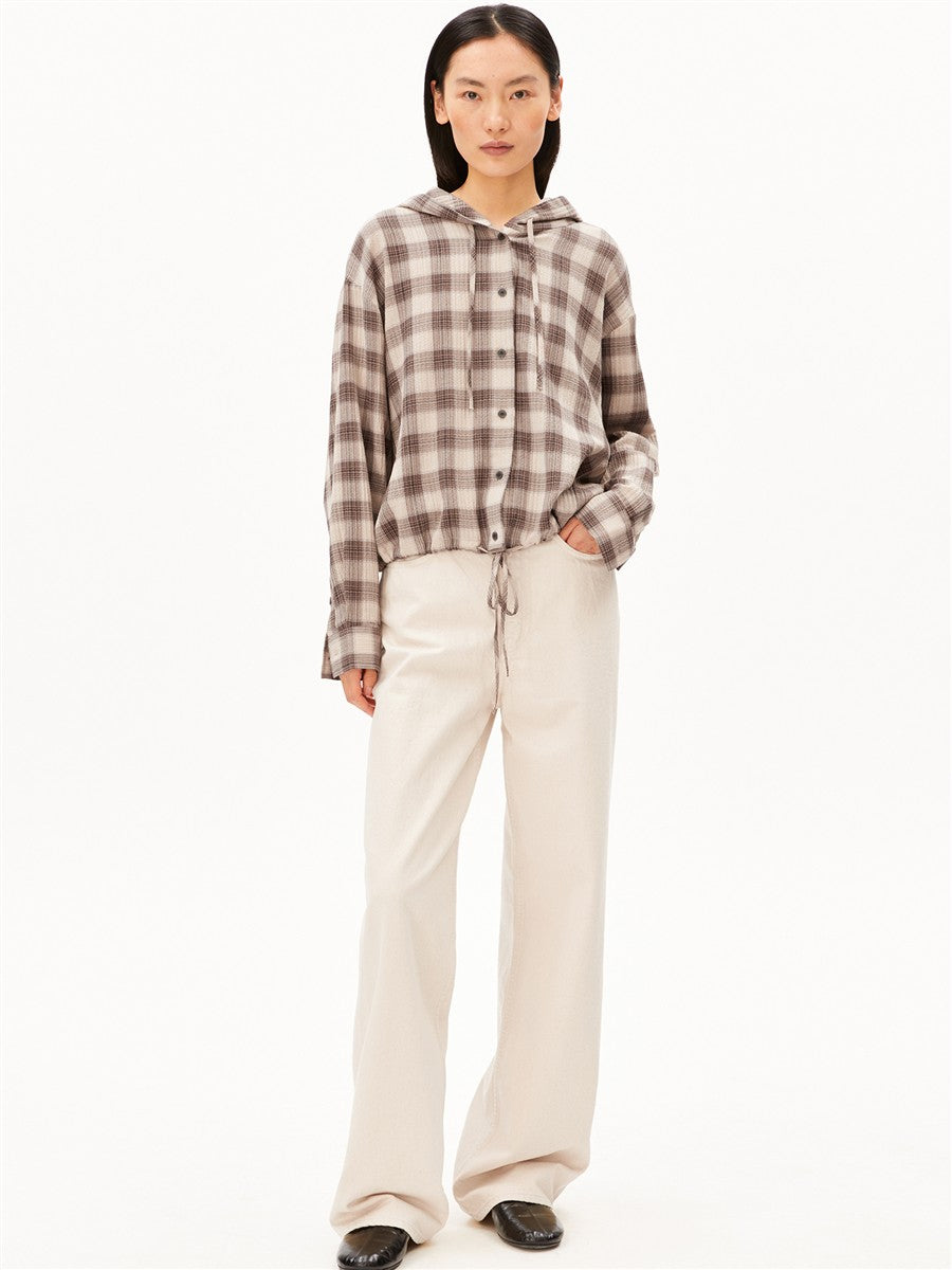 Check Hooded Blouse