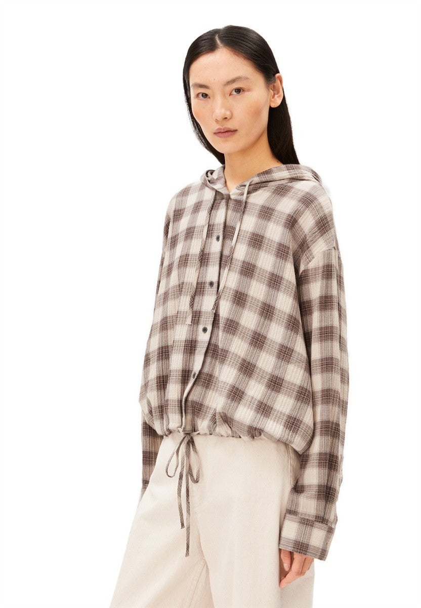 Check Hooded Blouse