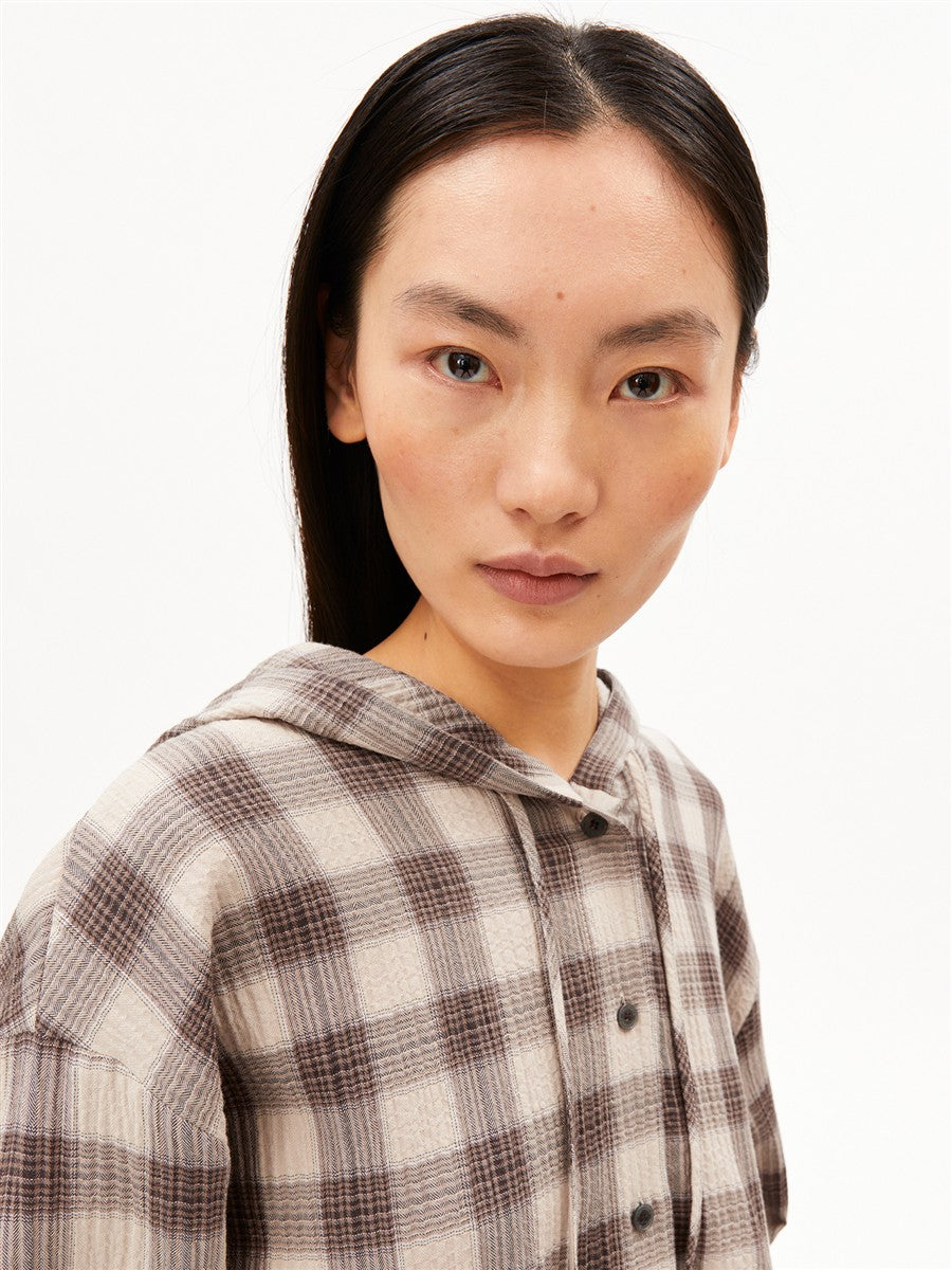 Check Hooded Blouse