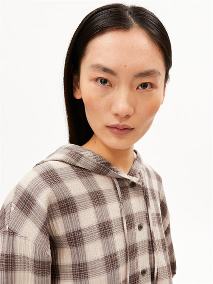 Check Hooded Blouse