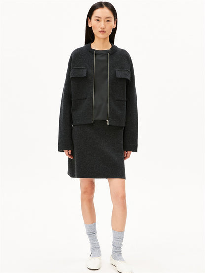 Cotton-Wool Mini Knit Skirt