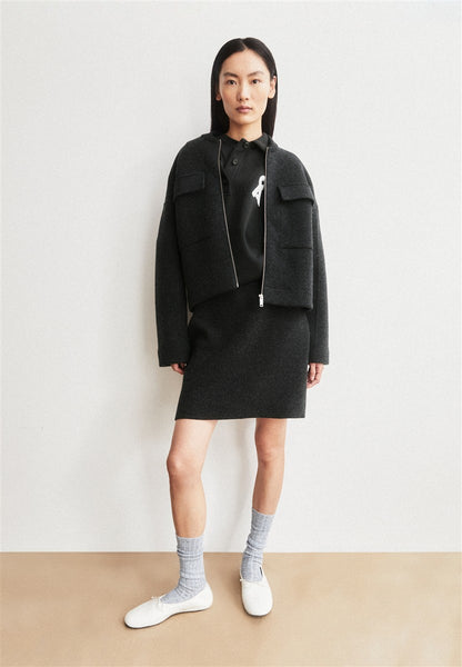 Cotton-Wool Mini Knit Skirt