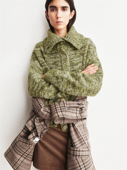 Mouliné Brushed Knit Cardigan