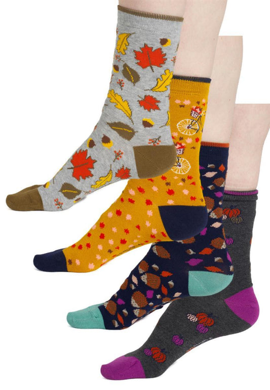 Autumn Seasons Gift Box of 4 Socks