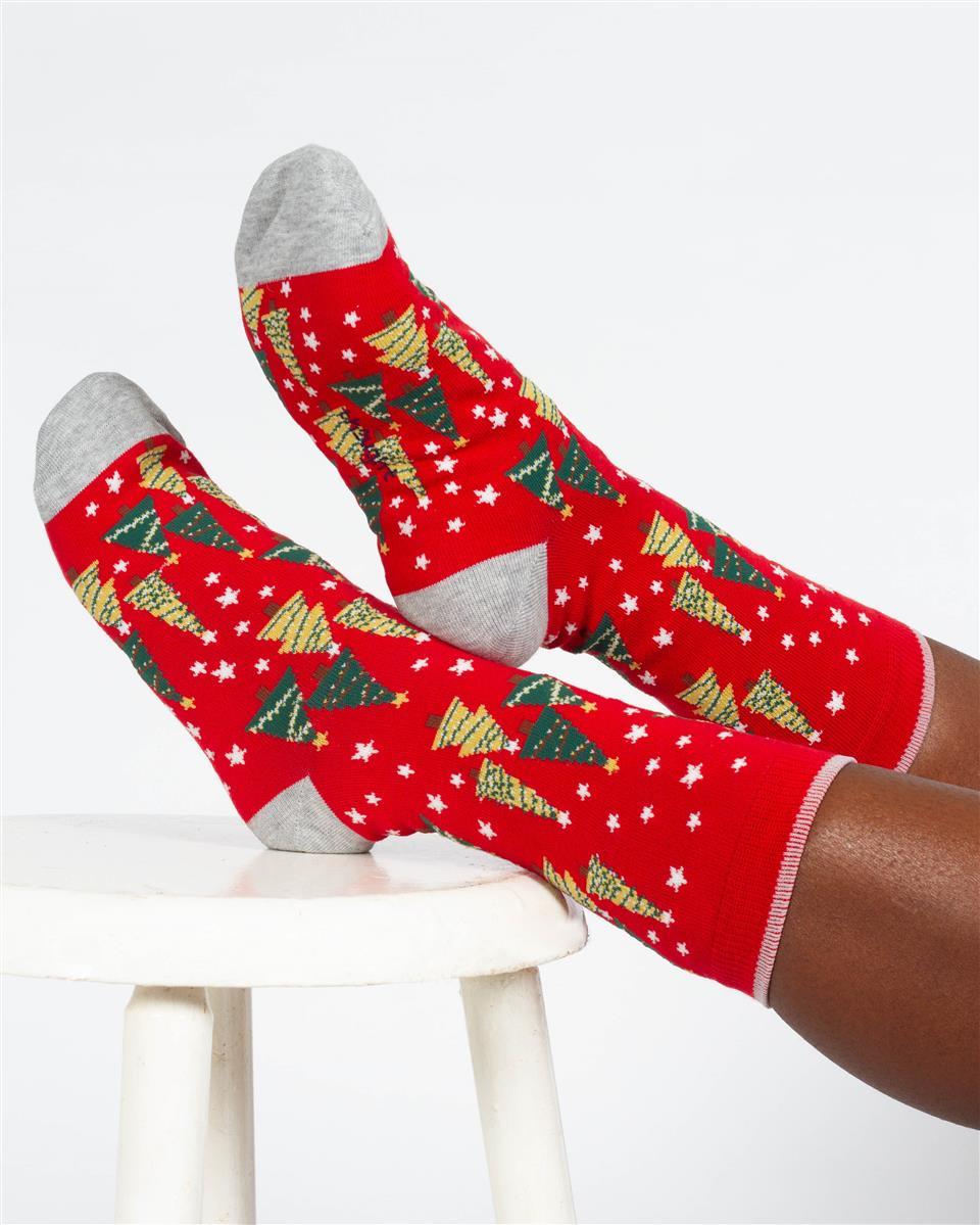 Christmas Candy Cane And Star Gift Box of 4 Socks