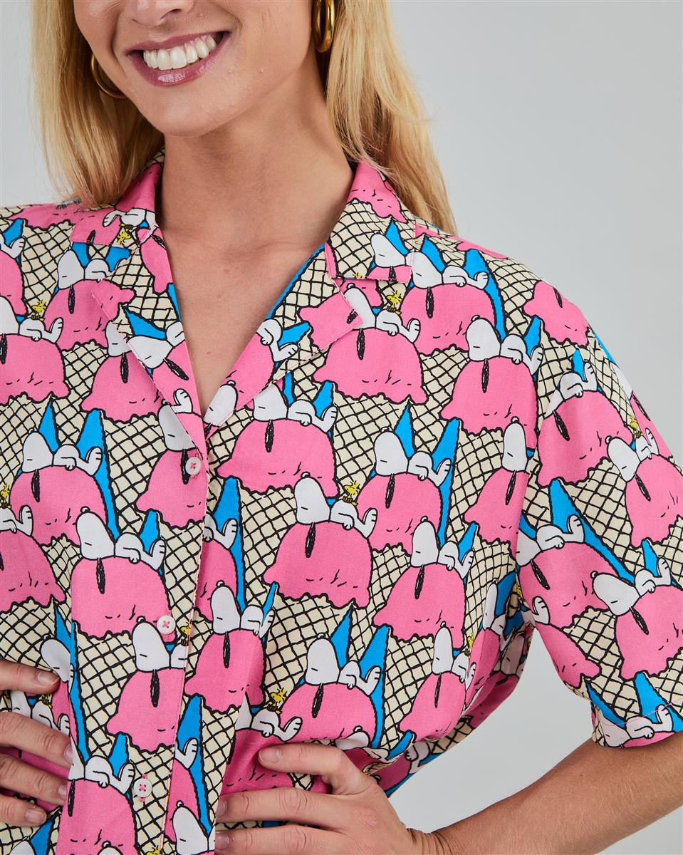 Peanuts Gelato Aloha Blouse Blue