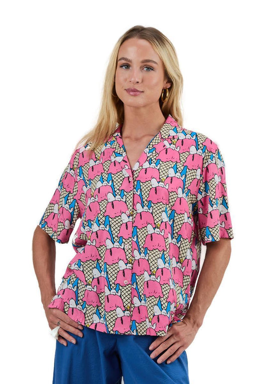 Peanuts Gelato Aloha Blouse Blue