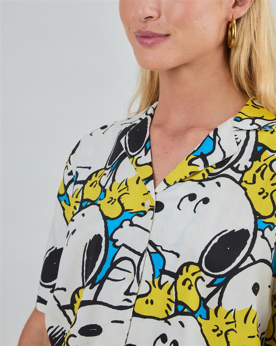 Peanuts Freehugs Aloha Blouse Blue