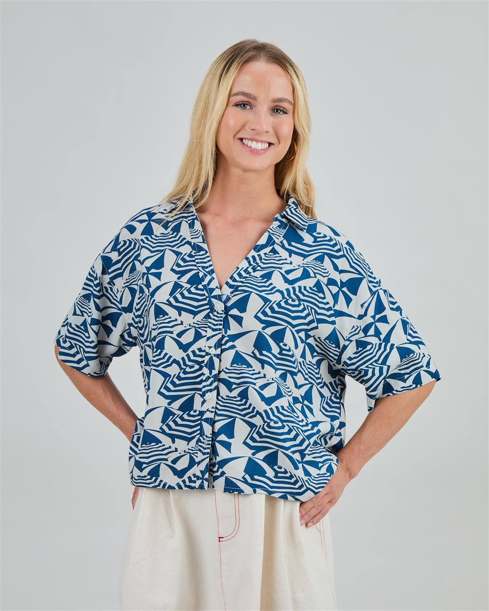 Sombrilla Oversize Cropped Blouse Blue