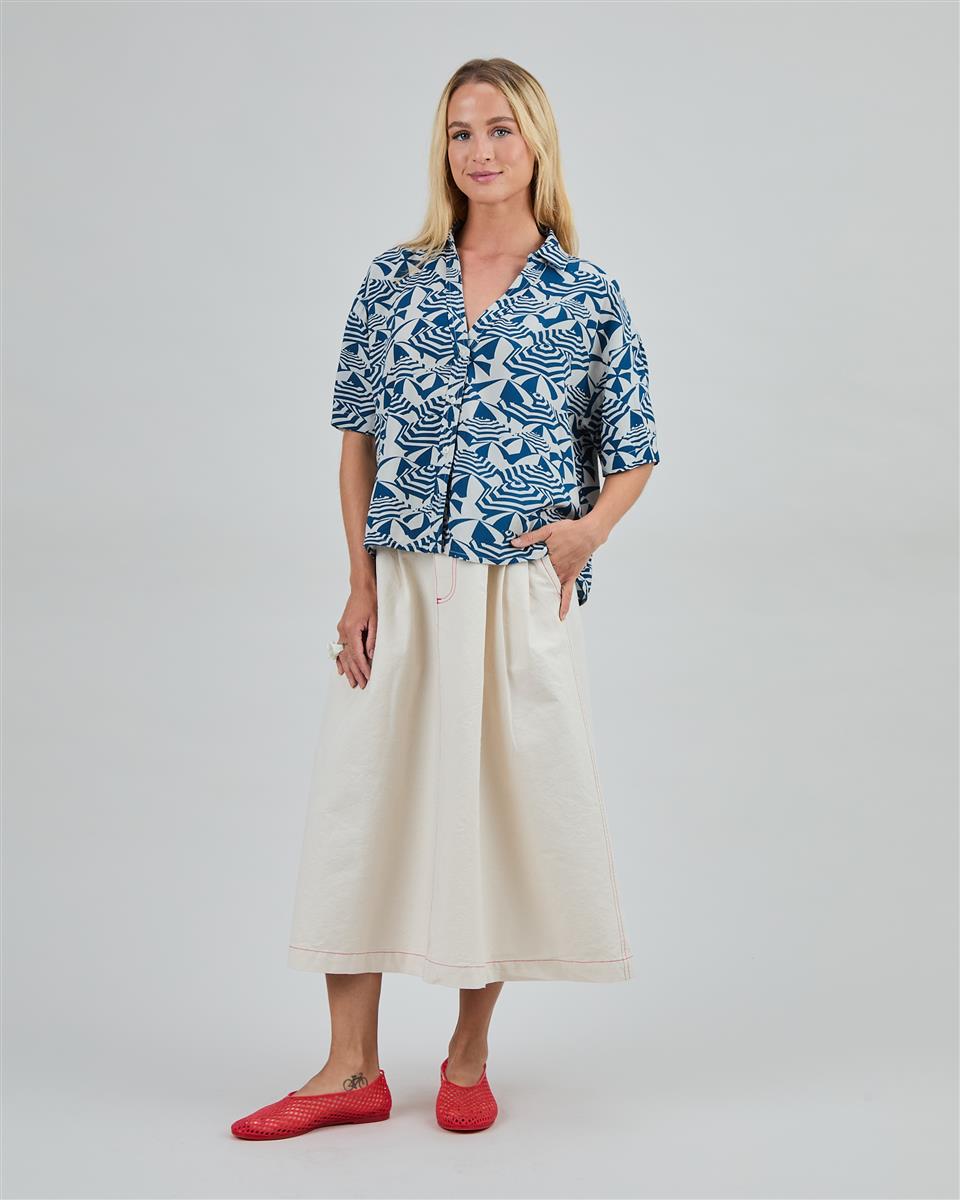 Sombrilla Oversize Cropped Blouse Blue