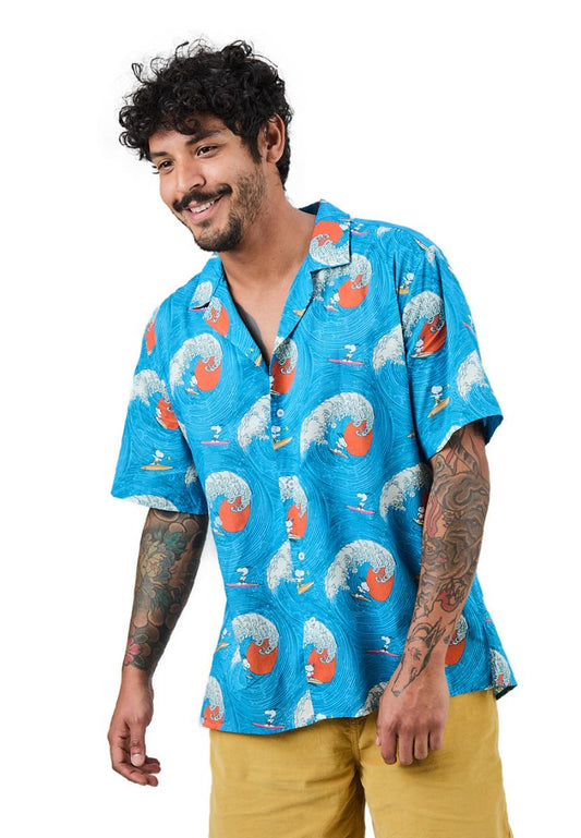 Peanuts Surf Aloha Shirt Blue