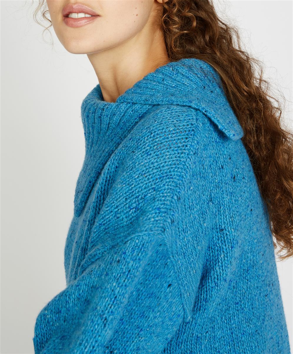 Ladies Knitted Wilde Slouchy Funnel Neck Pullover