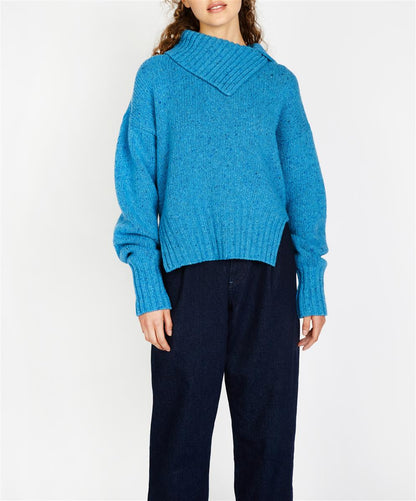 Ladies Knitted Wilde Slouchy Funnel Neck Pullover