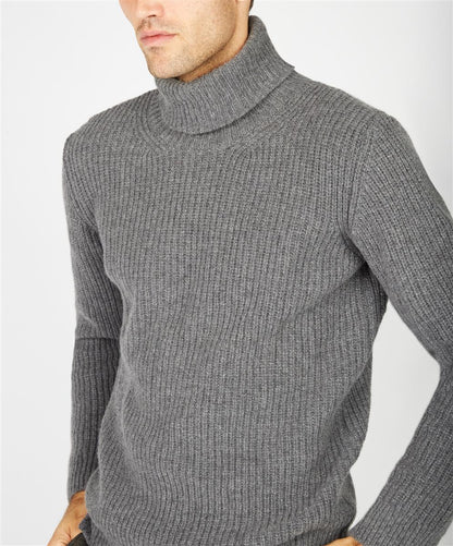 Mens Knitted Polo Neck Pullover