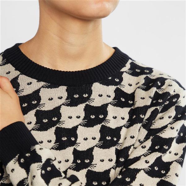 Sweater Arendal Pepita Cats Oat White