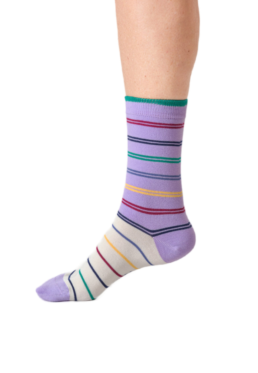 Womens Colour Block Stripe Bamboo Crew Socks