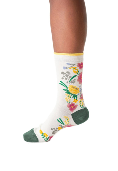 Womens Climbing Floral Organic Cotton Crew Socks