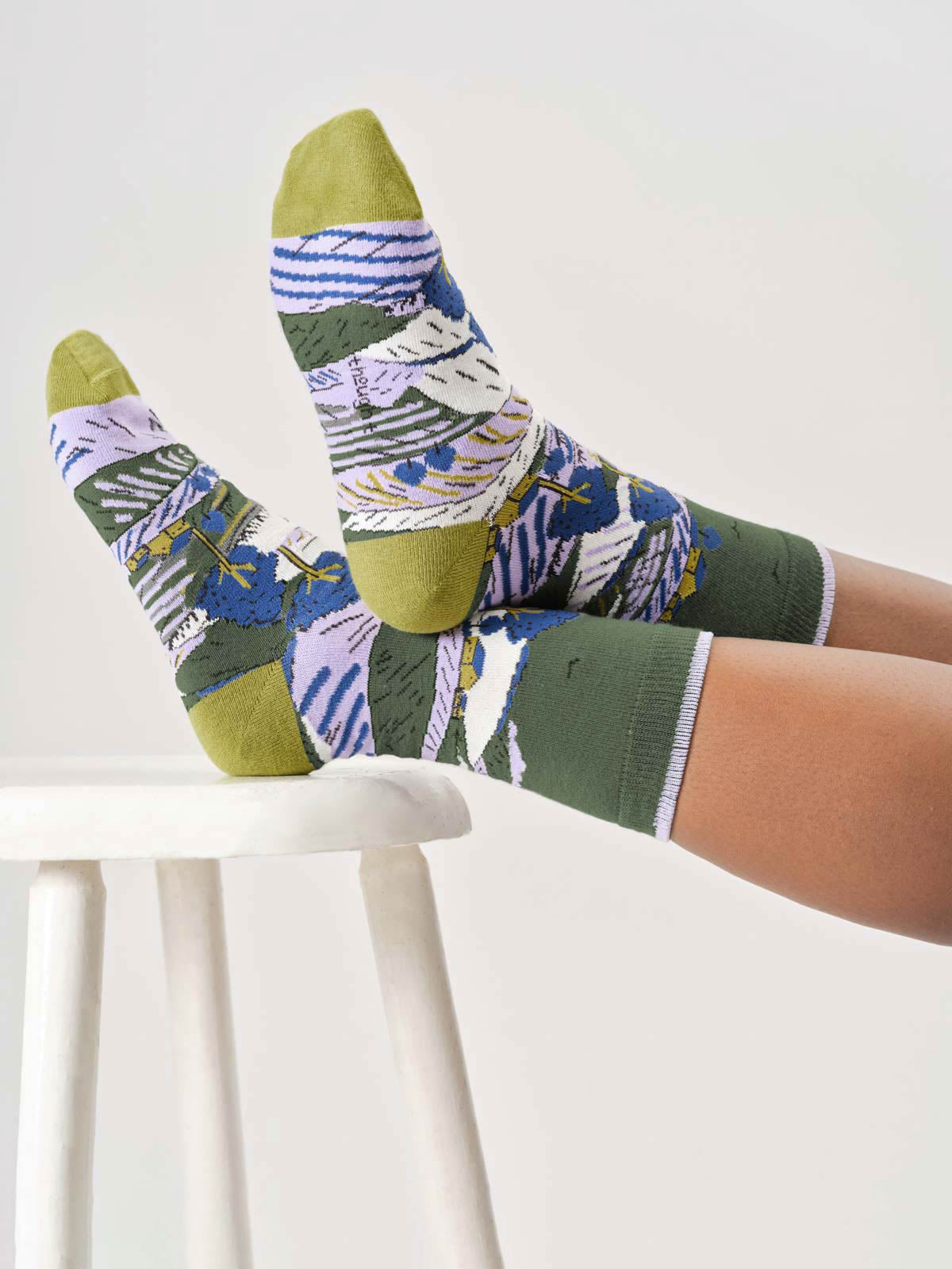 Womens Landscape Scene Organic Cotton Crew Socks
