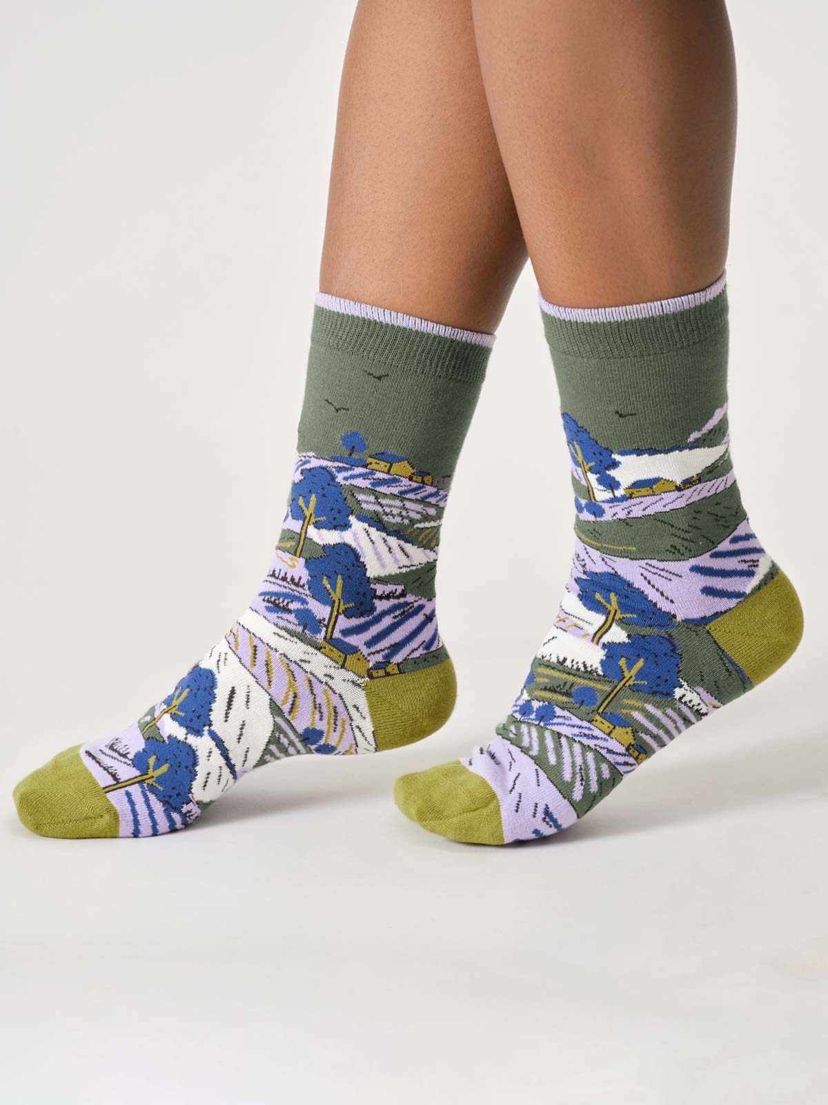 Womens Landscape Scene Organic Cotton Crew Socks