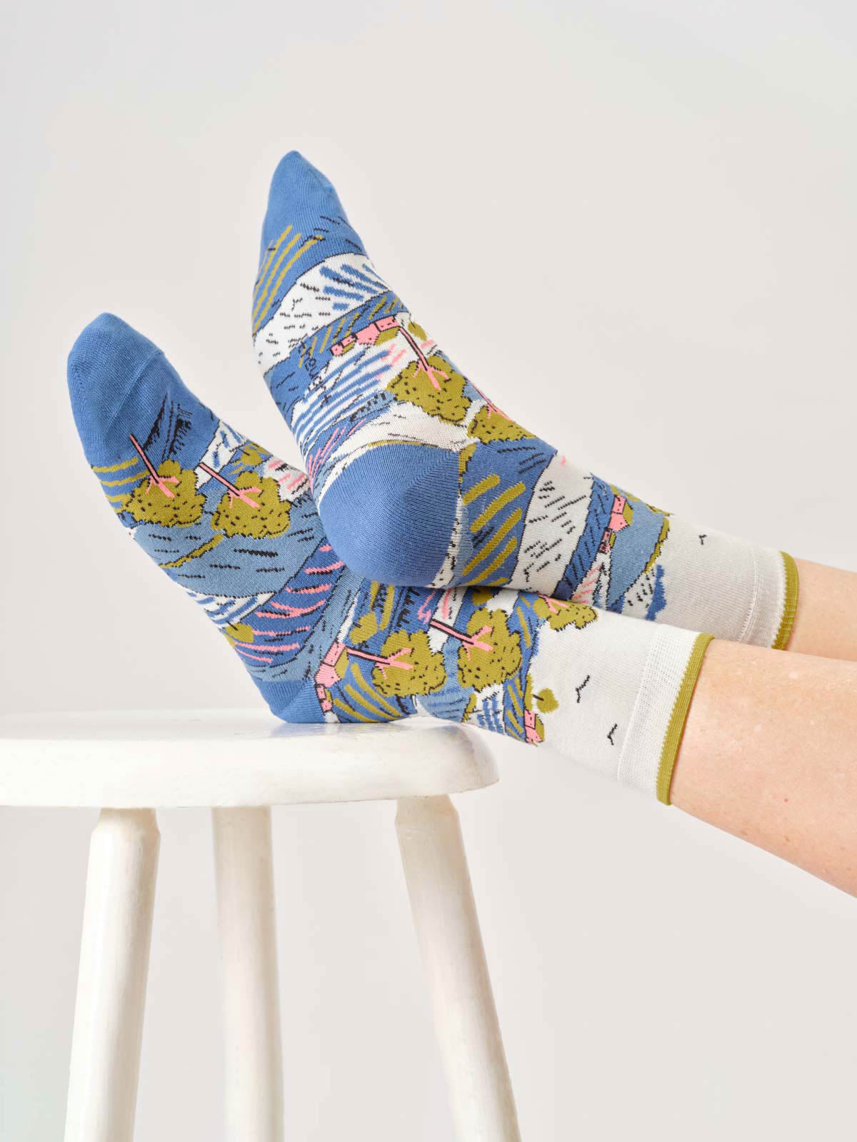 Womens Landscape Scene Organic Cotton Crew Socks