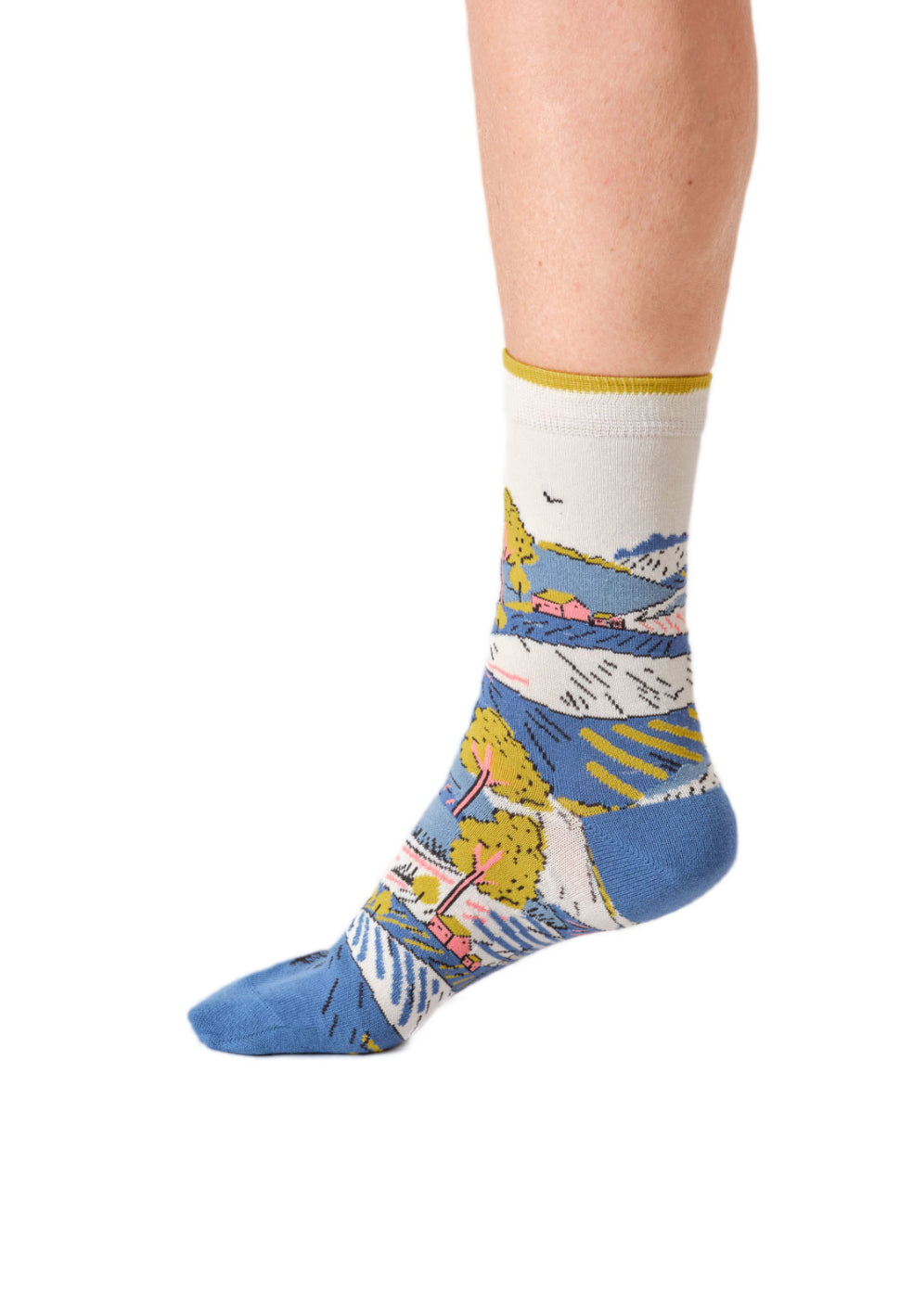 Womens Landscape Scene Organic Cotton Crew Socks
