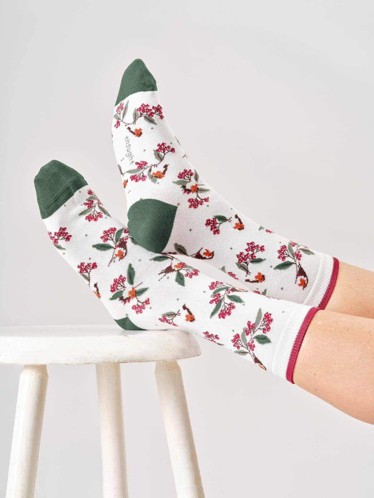 Womens Winter Robin Organic Cotton Crew Socks