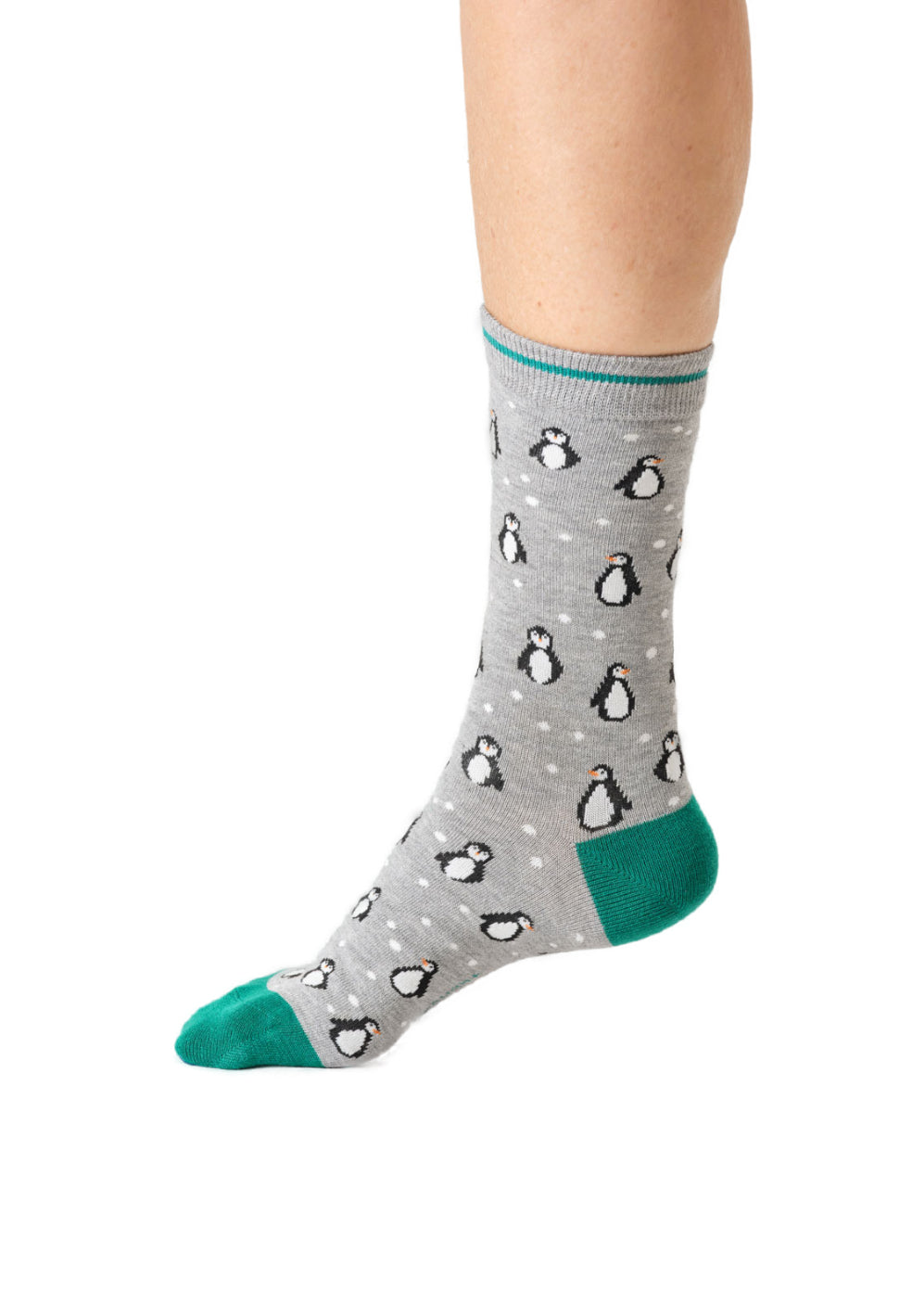 Womens Snowy Penguin Bamboo Crew Socks