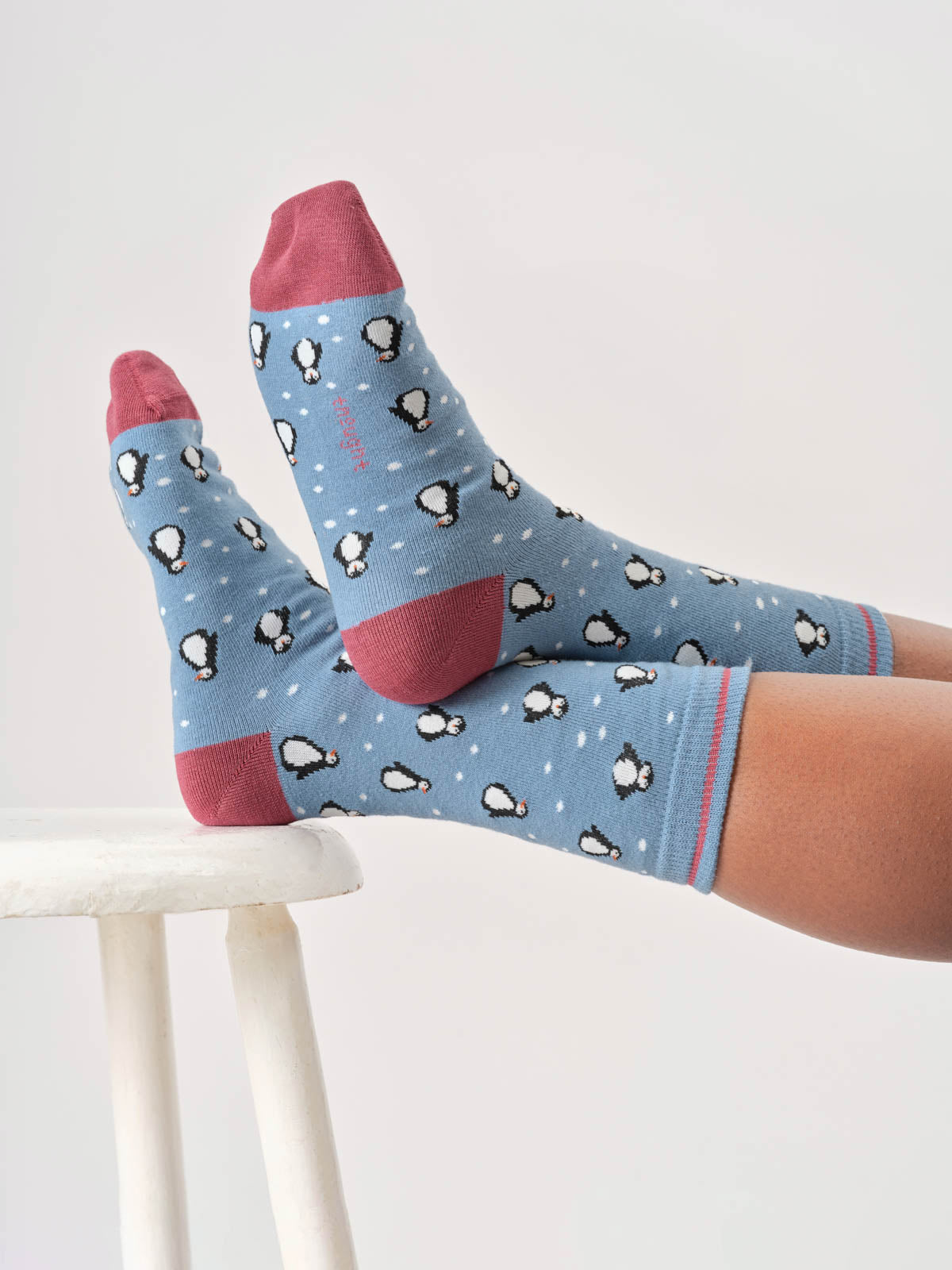 Womens Snowy Penguin Bamboo Crew Socks