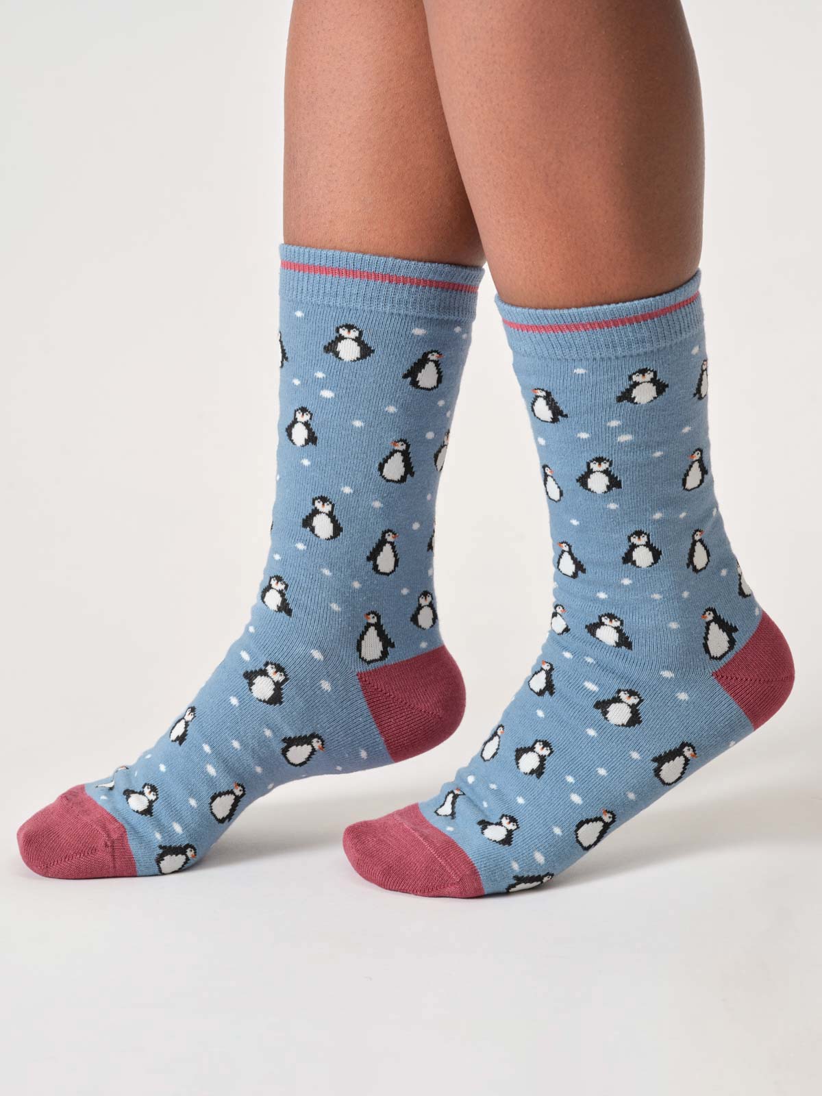 Womens Snowy Penguin Bamboo Crew Socks