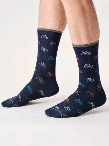 Mens Multi Bike Bamboo Crew Socks