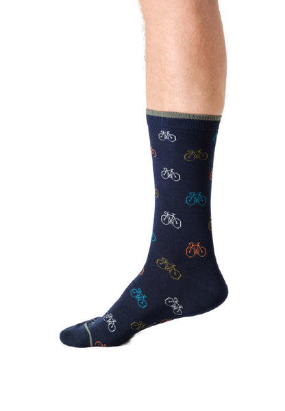 Mens Multi Bike Bamboo Crew Socks