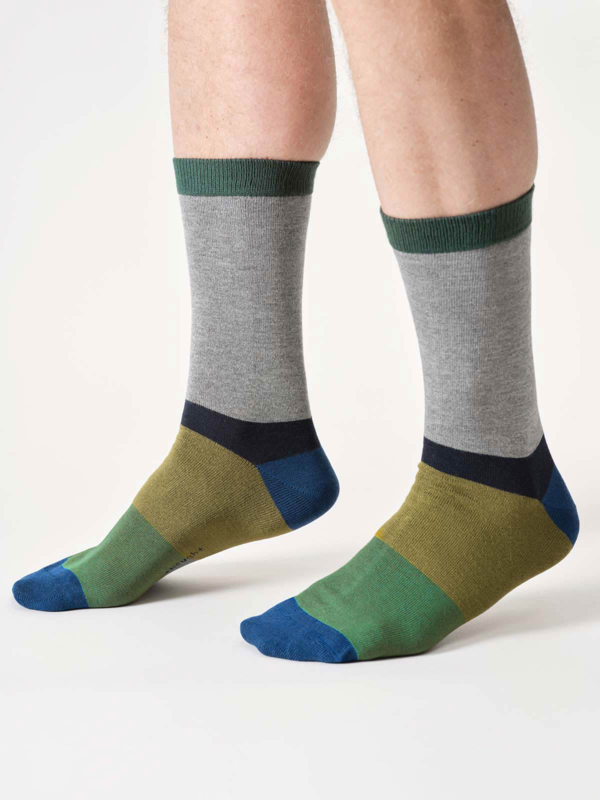 Mens Colour Block Bamboo Crew Socks