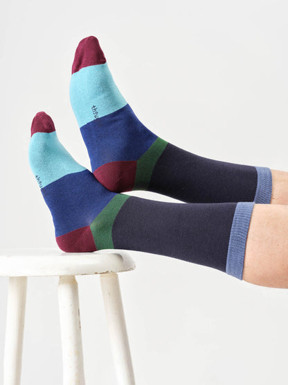 Mens Colour Block Bamboo Crew Socks