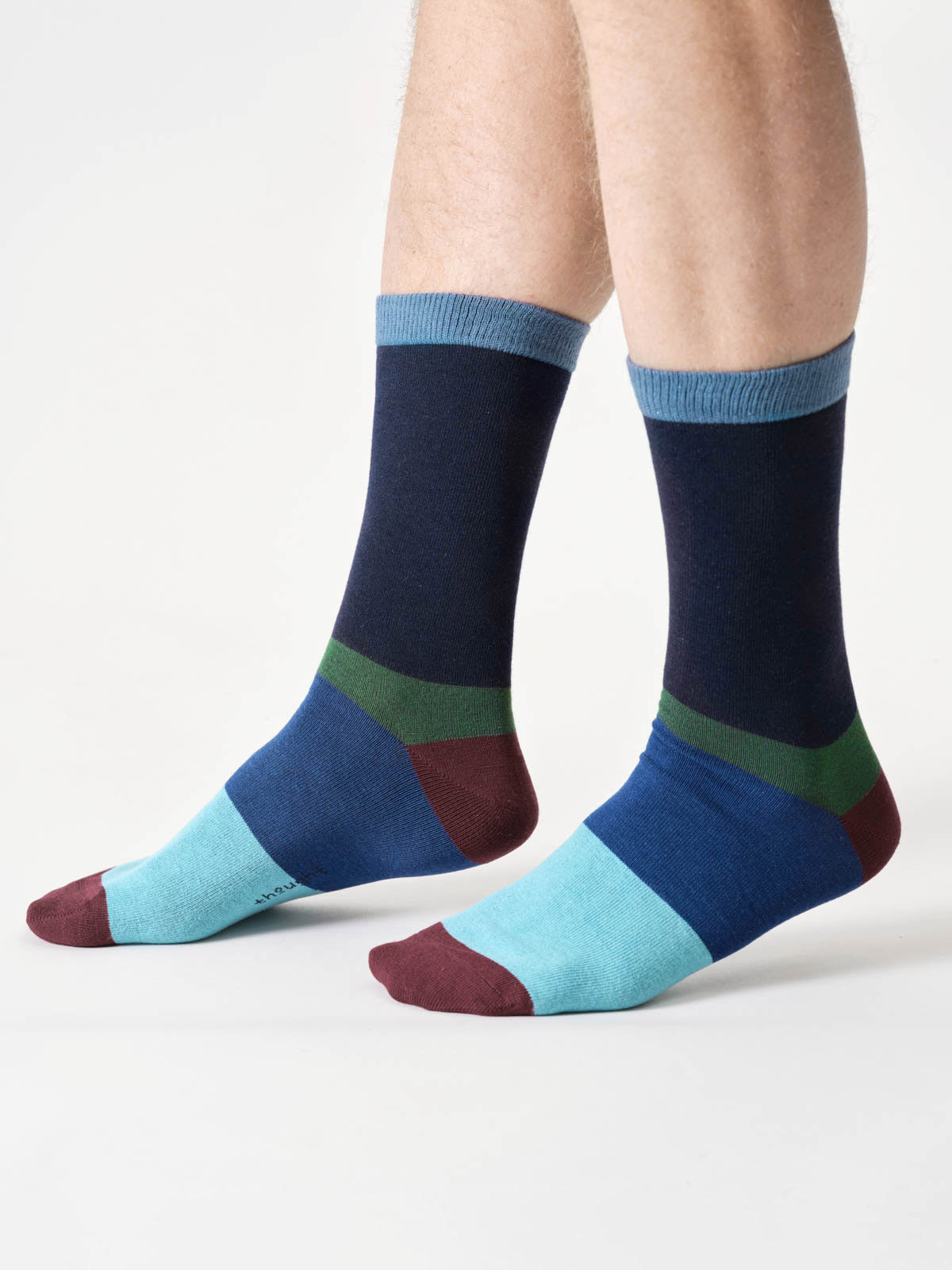 Mens Colour Block Bamboo Crew Socks