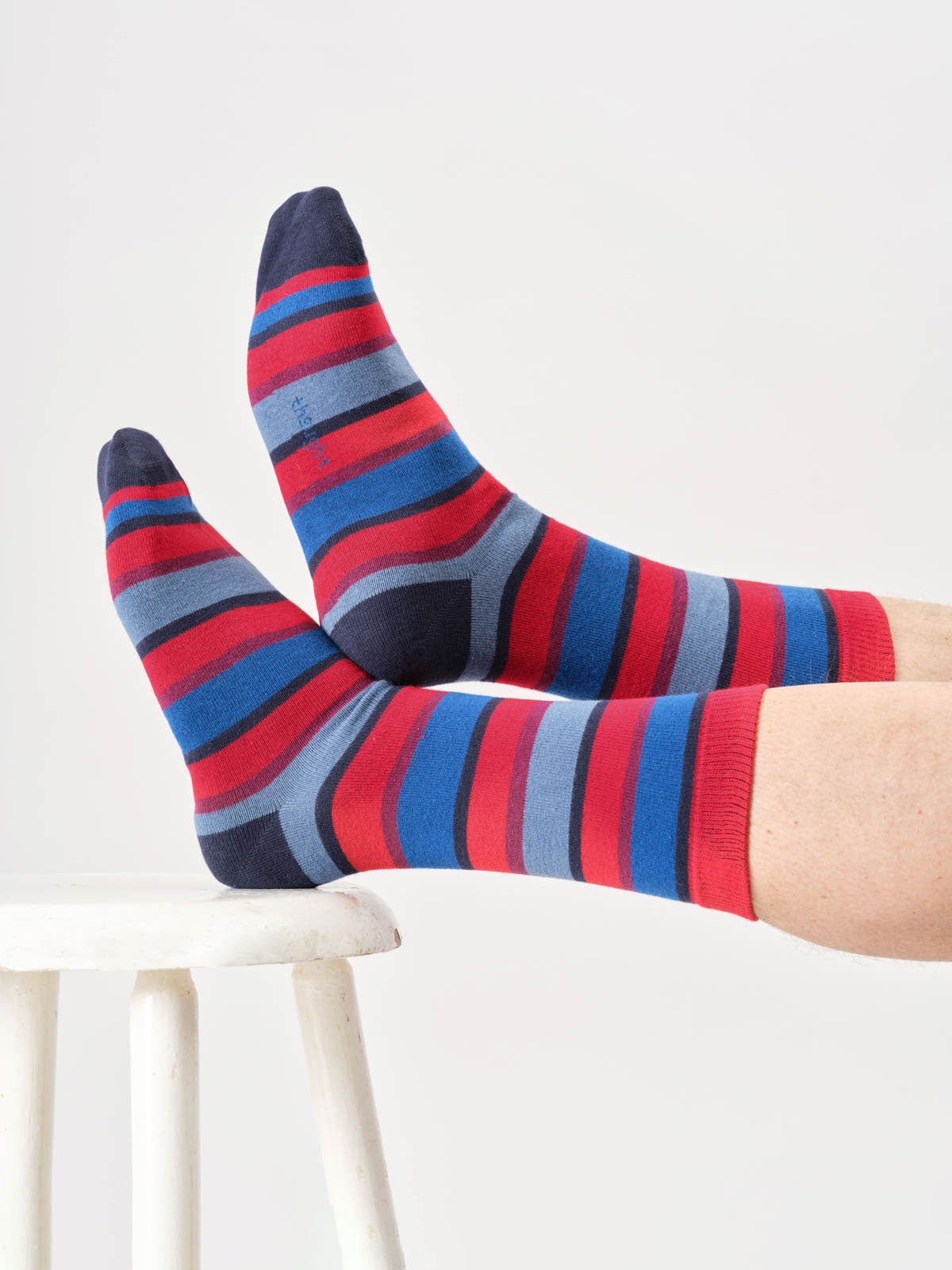 Mens Rugby Stripe Organic Cottons Crew Socks