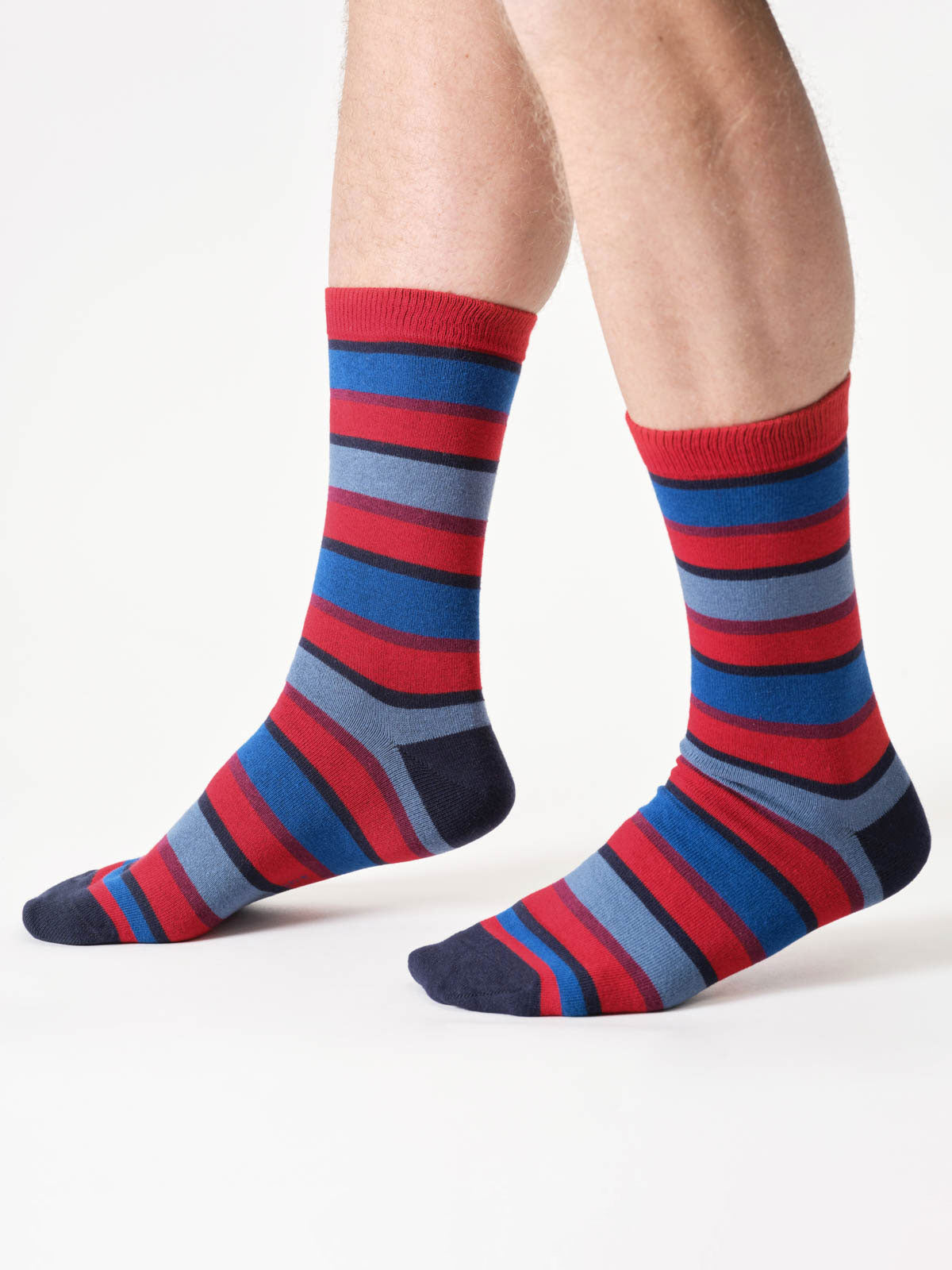 Mens Rugby Stripe Organic Cottons Crew Socks