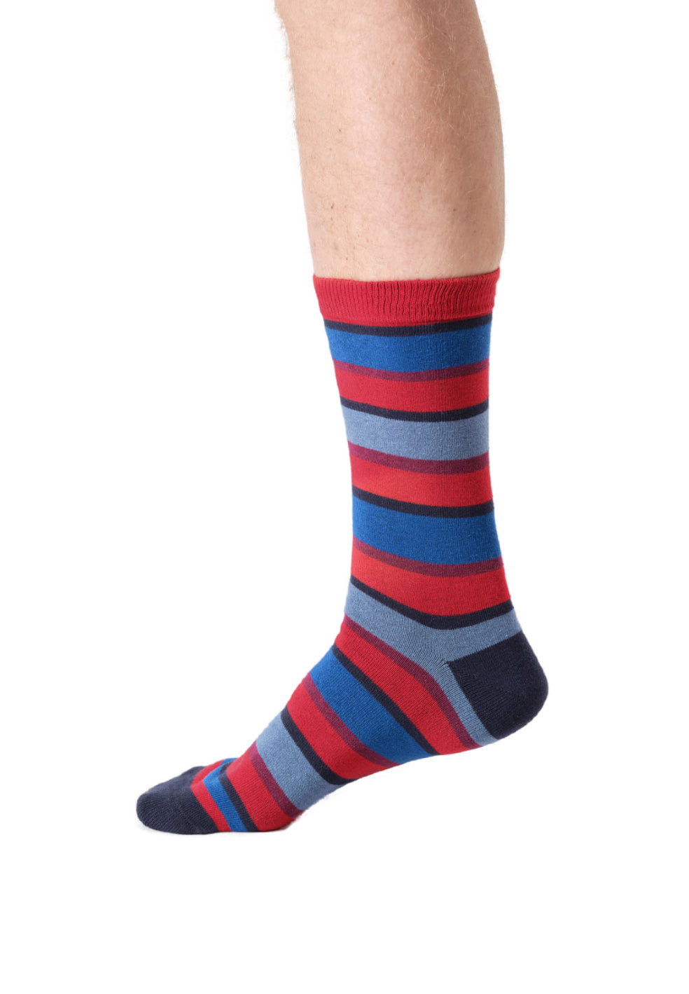 Mens Rugby Stripe Organic Cottons Crew Socks