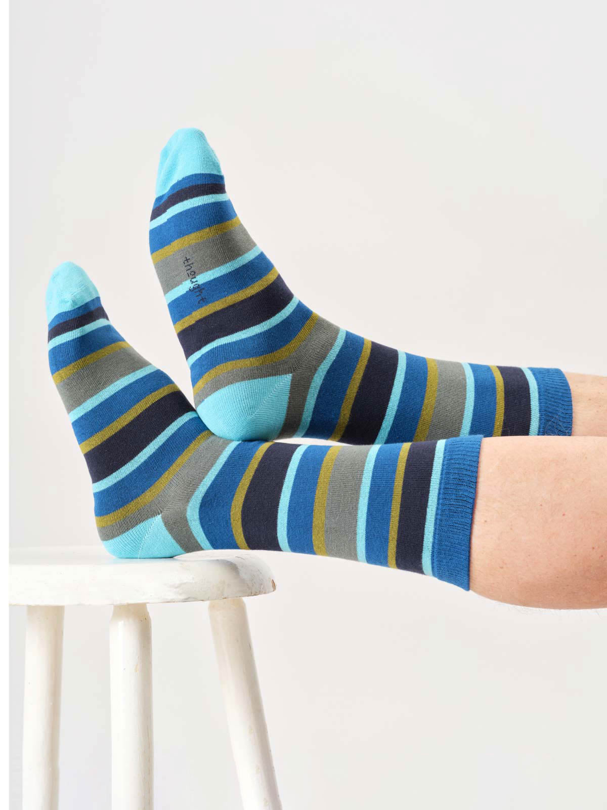 Mens Rugby Stripe Organic Cottons Crew Socks