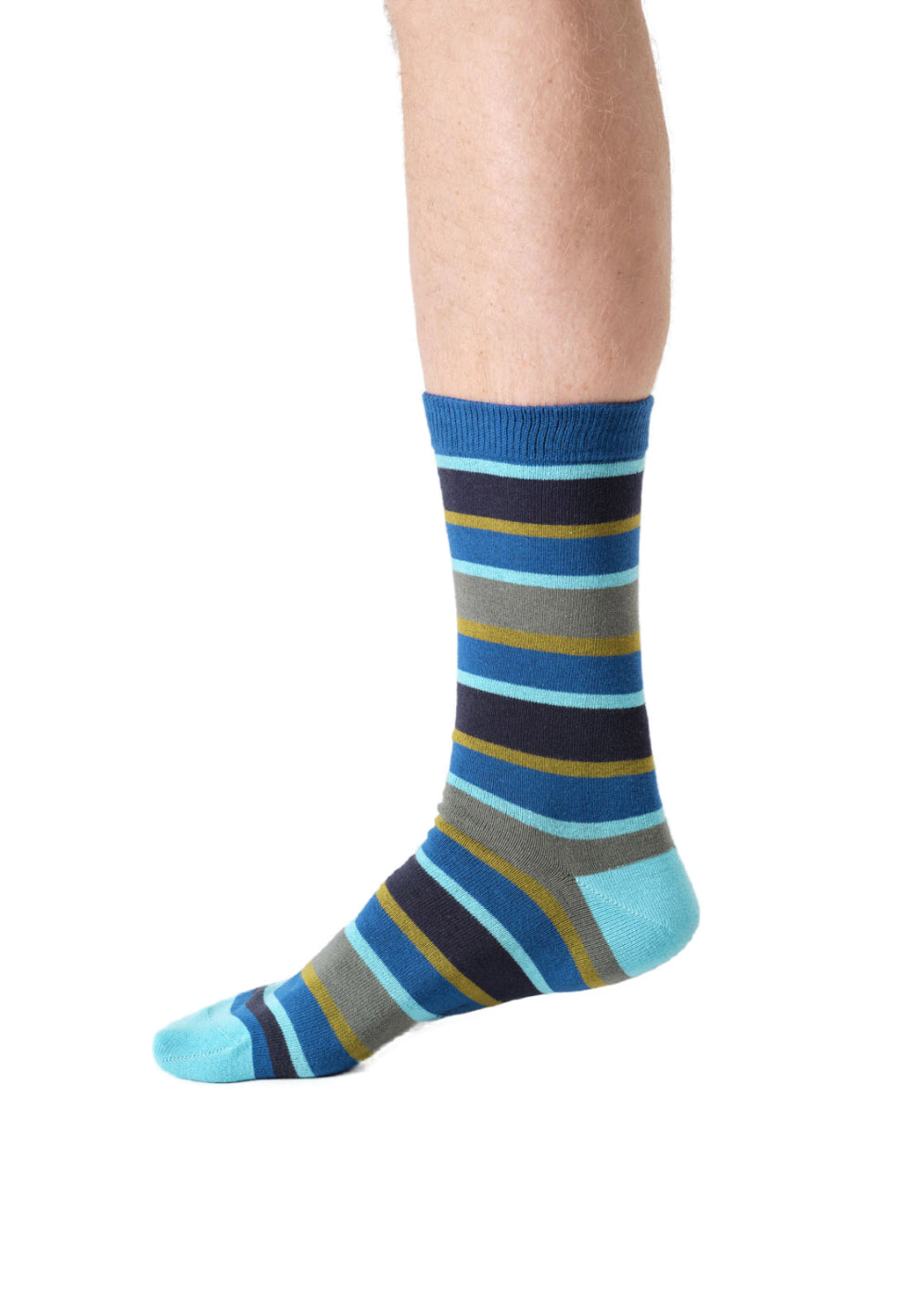 Mens Rugby Stripe Organic Cottons Crew Socks