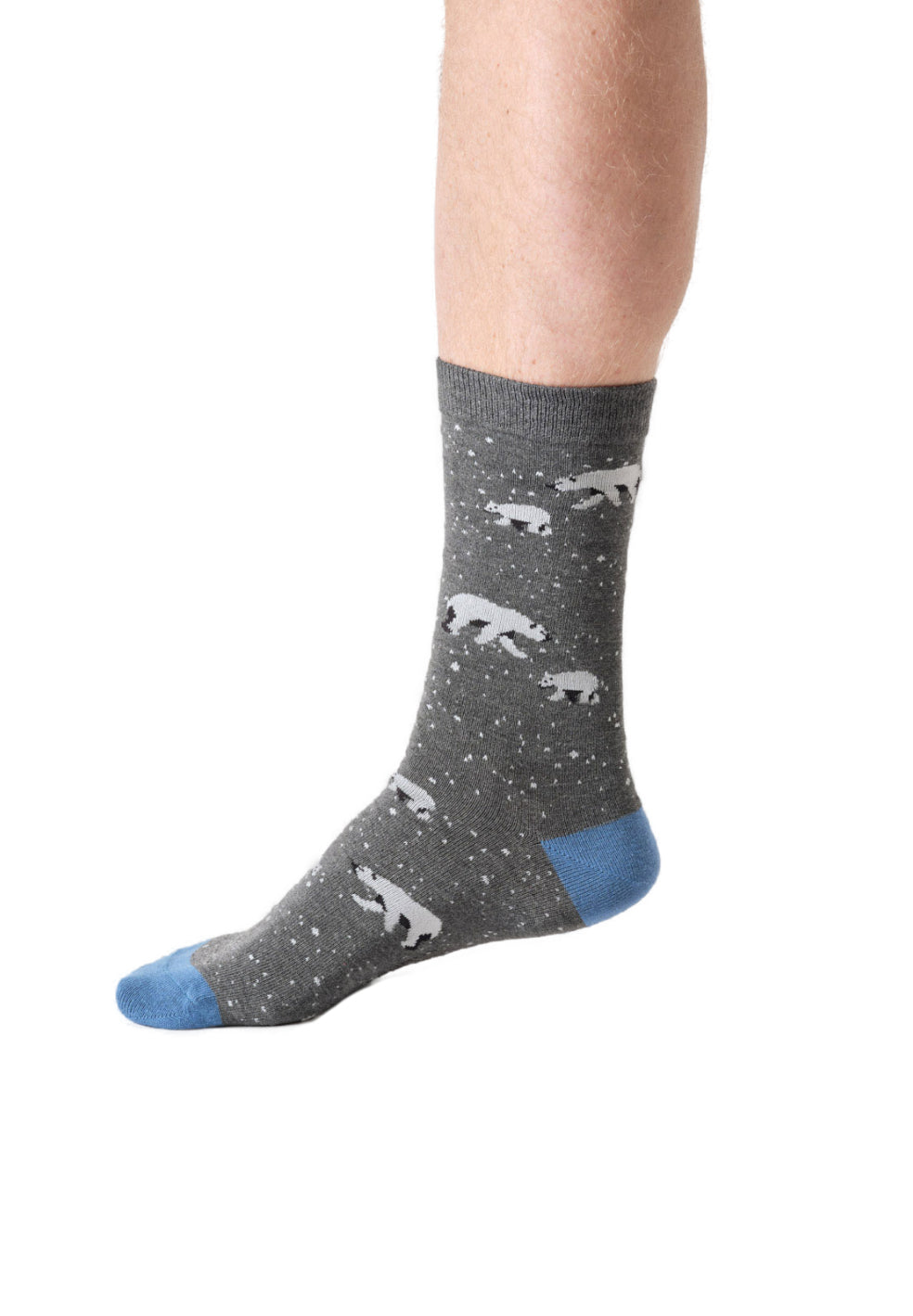 Mens Wintery Polar Bear Bamboo Crew Socks