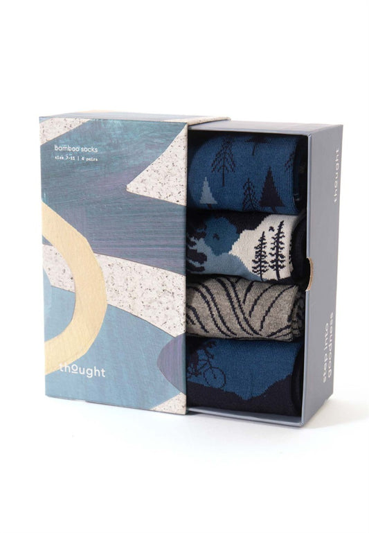 Mens Mountain Biking Bamboo Gift Box Of 4 Socks