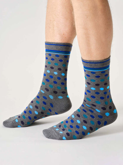 Mens Spot & Stripe Organic Cotton Gift Box Of 4 Socks