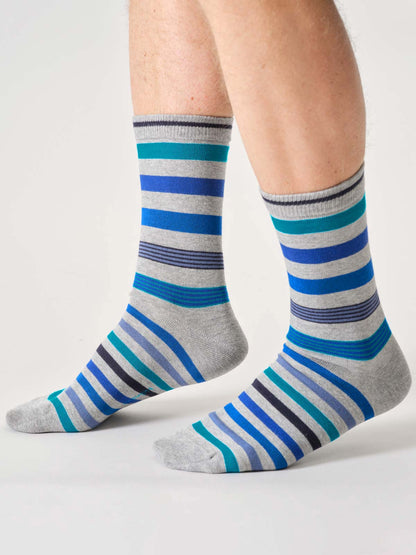 Mens Spot & Stripe Organic Cotton Gift Box Of 4 Socks