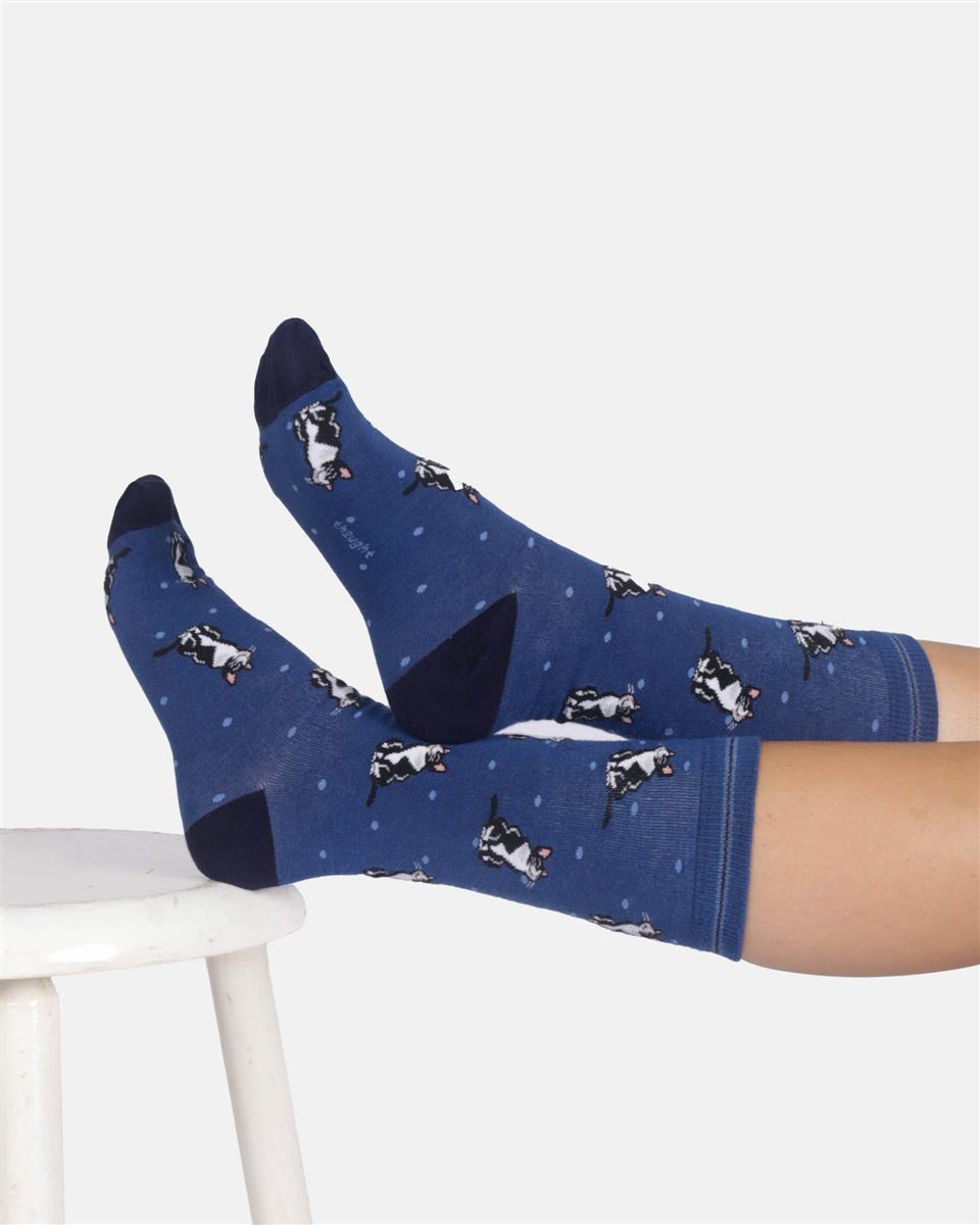 Womens Cats And Dogs Bamboo Crew Socks