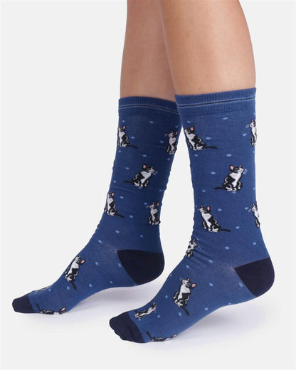 Womens Cats And Dogs Bamboo Crew Socks