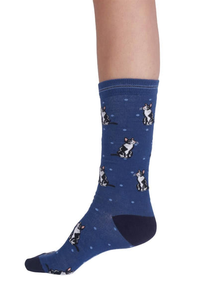 Womens Cats And Dogs Bamboo Crew Socks